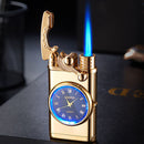 2-in-1 Pocket Lighter with Clock – Refillable Windproof Torch Sturdy Metal Build