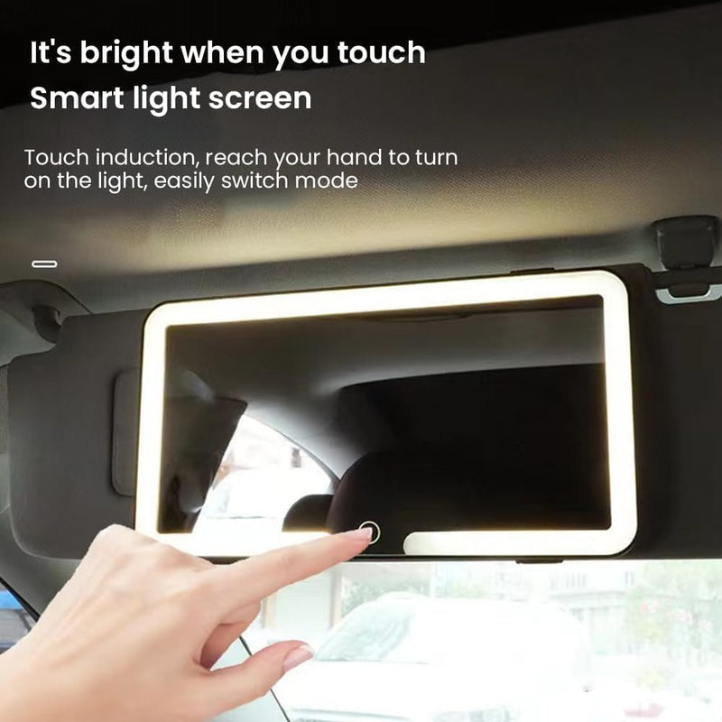LED Car Vanity Mirror – Sun Visor Makeup Mirror with 3 Light Modes & Touch Control