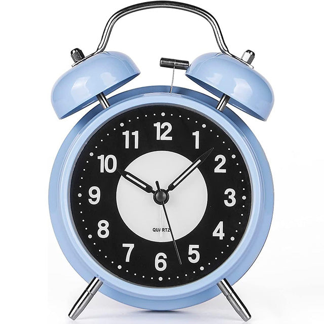 Twin Bell Alarm Clock 4 Inch – Rechargeable Luminous Retro Silent with Backlight