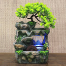 Indoor Water Fountain with LED Lights – Zen Tabletop Décor with Built-in Plant Holder