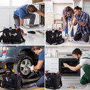 Heavy Duty Wide Mouth Tool Bag – Waterproof Multi-Compartment with Adjustable Shoulder Strap