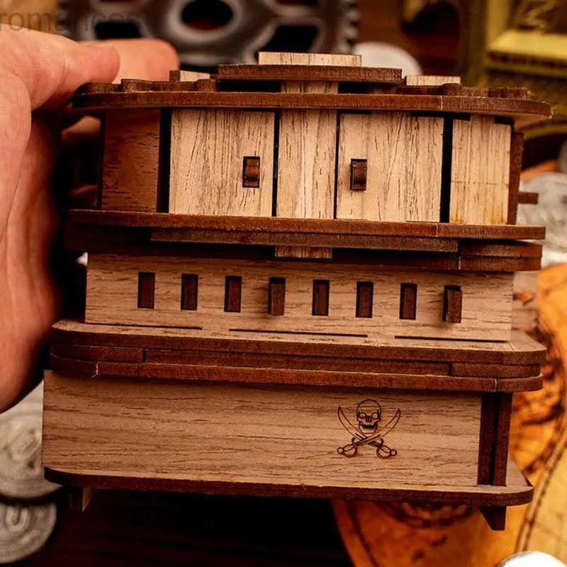 Davy Jones Locker Clue Box – 3D Wooden Puzzle Escape Room Brain Teaser