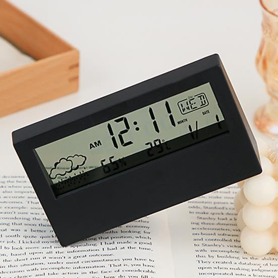 LED Transparent Alarm Clock – Luminous Display with Weather Temp & Humidity Functions