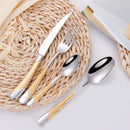 Gold Hammered Flatware 24-Piece Set – Stainless Steel Cutlery Set Includes Knives Forks & Spoons