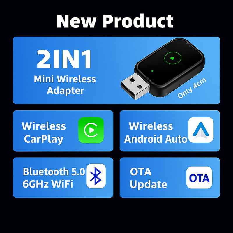 Wireless CarPlay Adapter UK – 2-in-1 for CarPlay & Android Auto