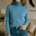 Cozy Thermal Turtleneck Sweater – Slim Fit Fleece Knit Top Pullover
