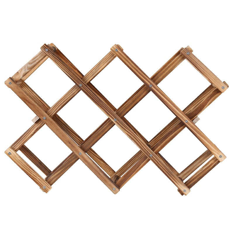 10-Bottle Folding Wooden Wine Rack – Compact Wine Storage Display