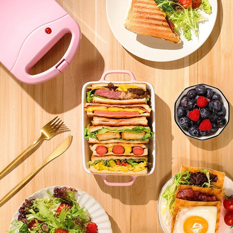 2-in-1 Sandwich Maker & Toaster – Non-Stick Auto Sealing Plates