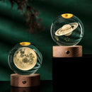 3D Crystal Ball Night Light – Luminous Decorative Ball Table Lamp with Wooden Base