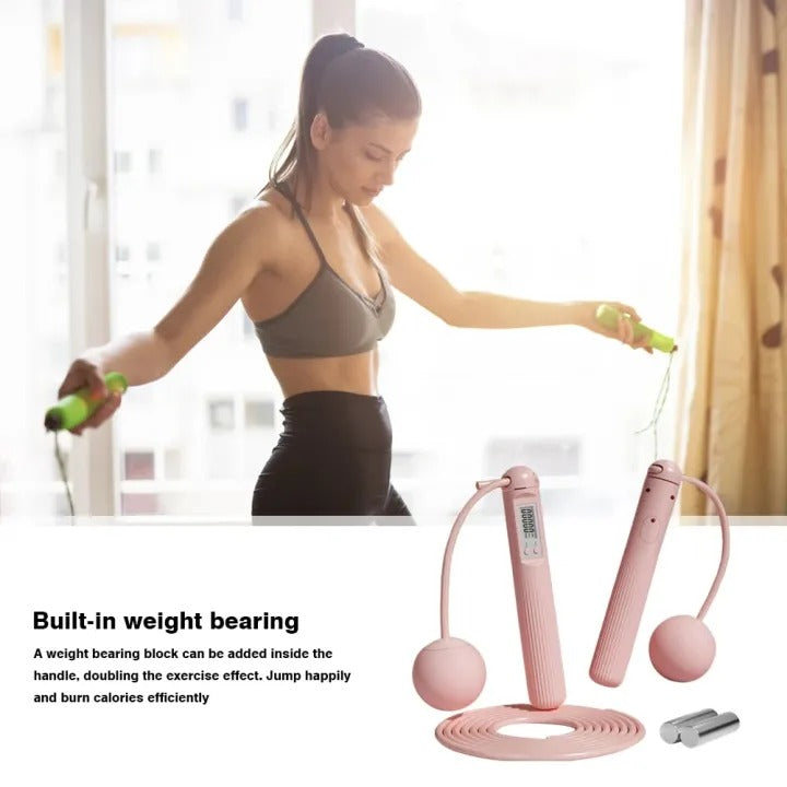 Cordless Weighted Skipping Rope – Digital Counter Portable Fitness Equipment
