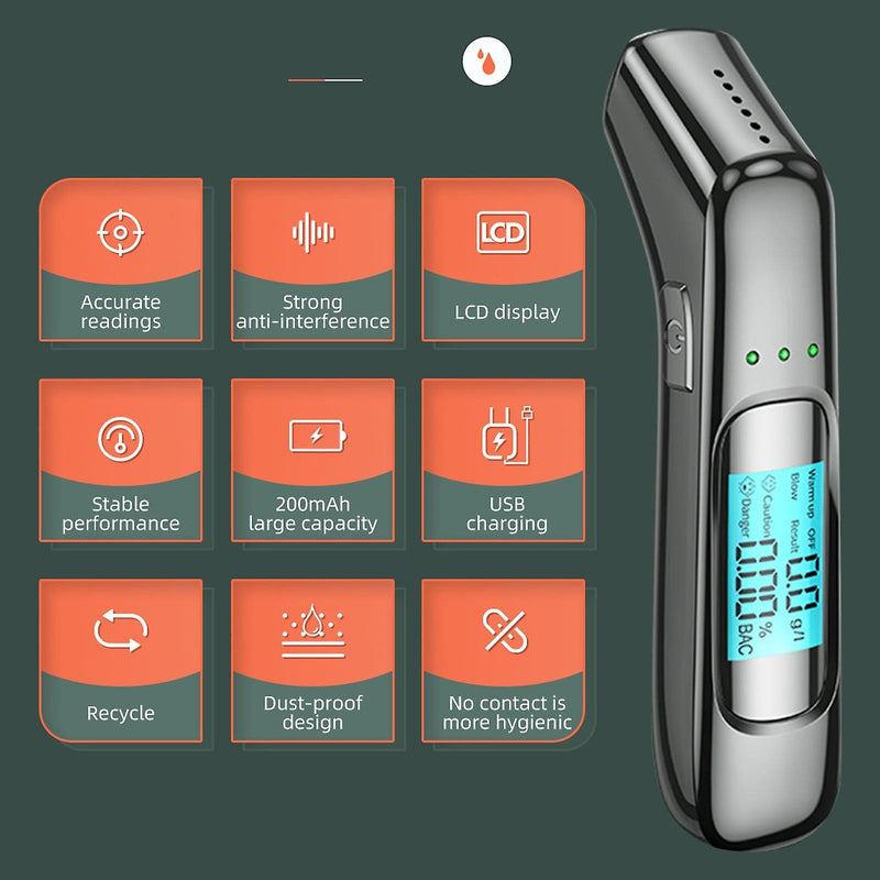 Portable Alcohol Breathalyzer – Professional Accuracy with HD Display & Smart Chip Technology