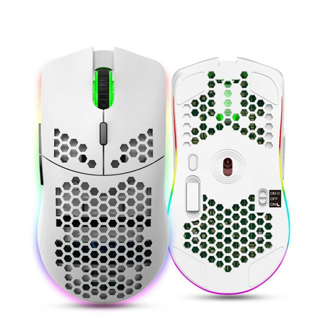 Ultralight Wireless Gaming Mouse – 2.4G Honeycomb RGB Mouse with 6 Programmable Buttons & Adjustable DPI