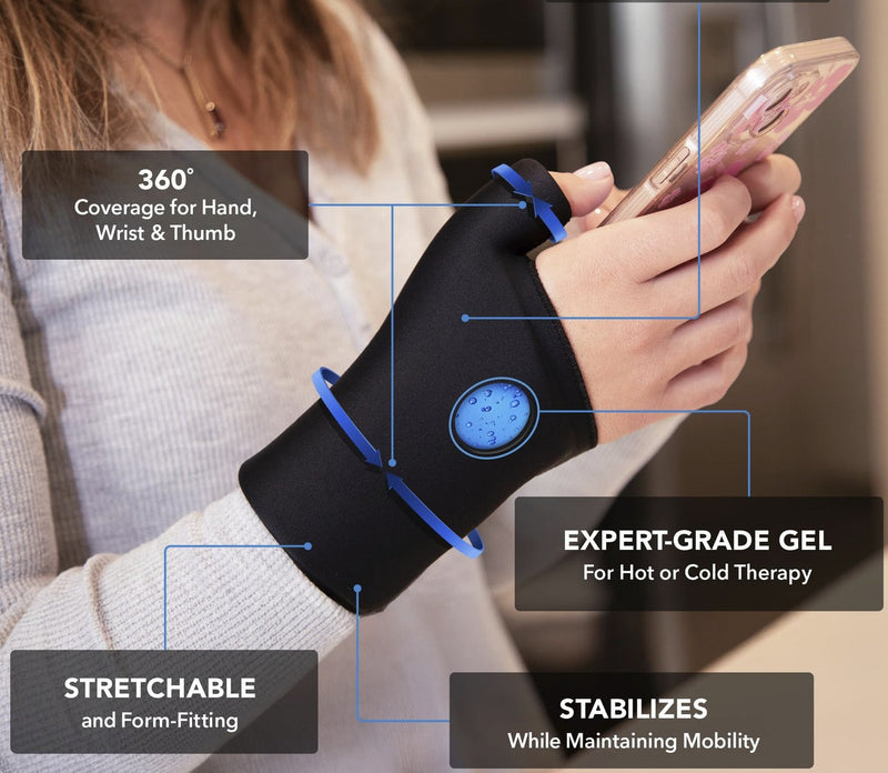 Hot & Cold Therapy Gel Glove Wrist Support – Reusable Thumb & Wrist Ice Pack for Pain Relief