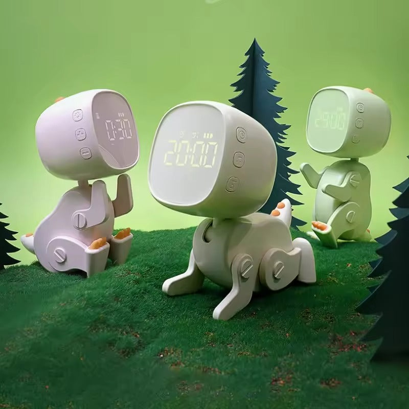 Dinosaur Kids Alarm Clock – Rechargeable with Night Light Snooze & 6 Alarms