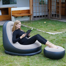 Inflatable Chair with Footrest – Portable Air Lounger Recliner with Foot Pump