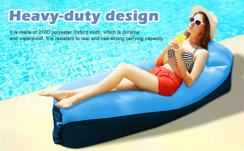 Inflatable Sun Lounger Air Sofa – Portable Couch with Headrest & Carry Bag