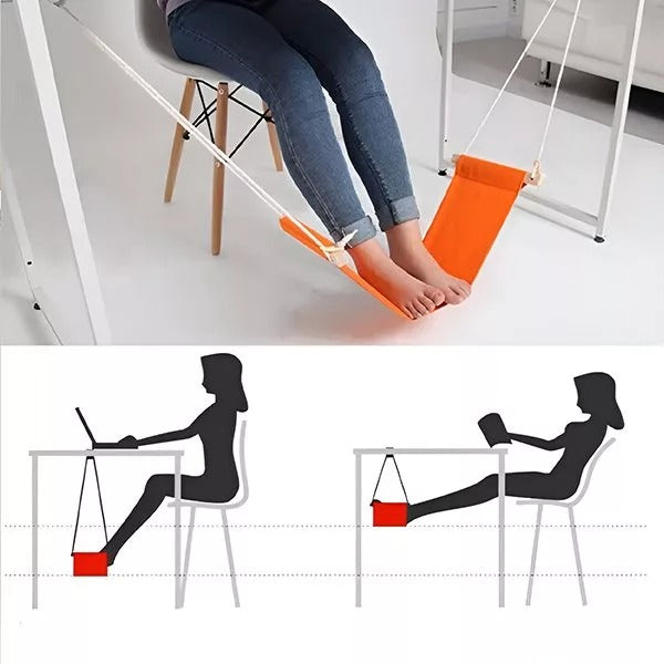 Under Desk Foot Hammock – Adjustable Footrest with Metal Hooks for Office & Home