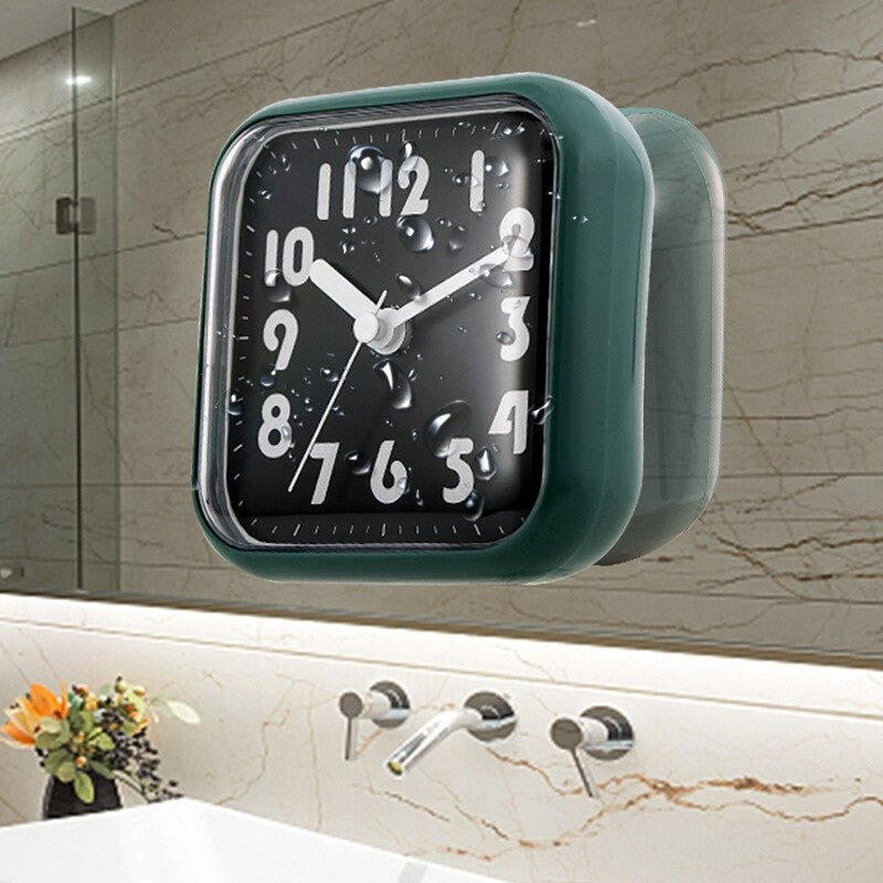 Waterproof Shower Clock – Silent Wall Clock with Suction Cup for Bathroom & Kitchen