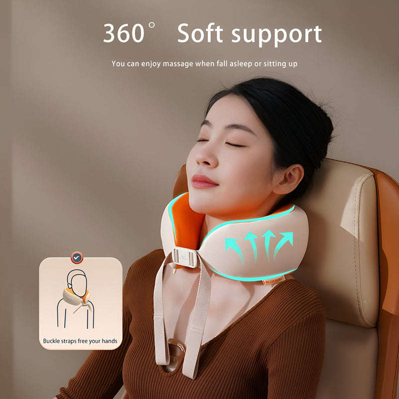 Rechargeable U-Shape Memory Foam Neck Massager – Heated Kneading Pillow for Pain Relief