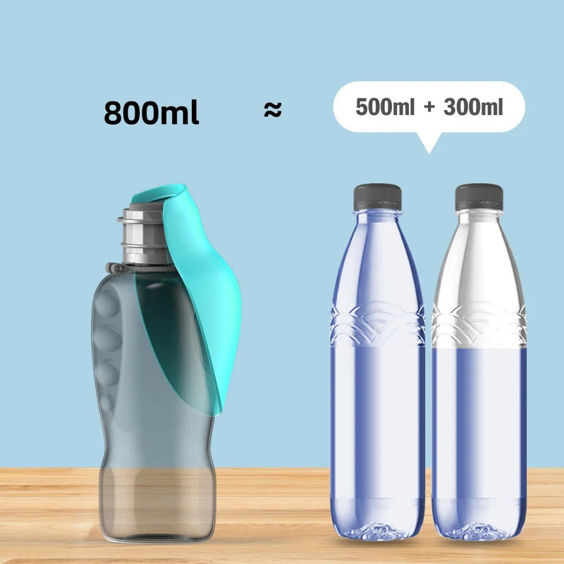 Dog Water Bottle with Collapsible Bowl - Large Capacity 800ml