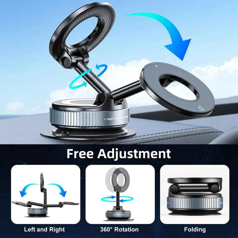 Magnetic Car Phone Holder – Foldable 360° Rotating Car Phone Mount