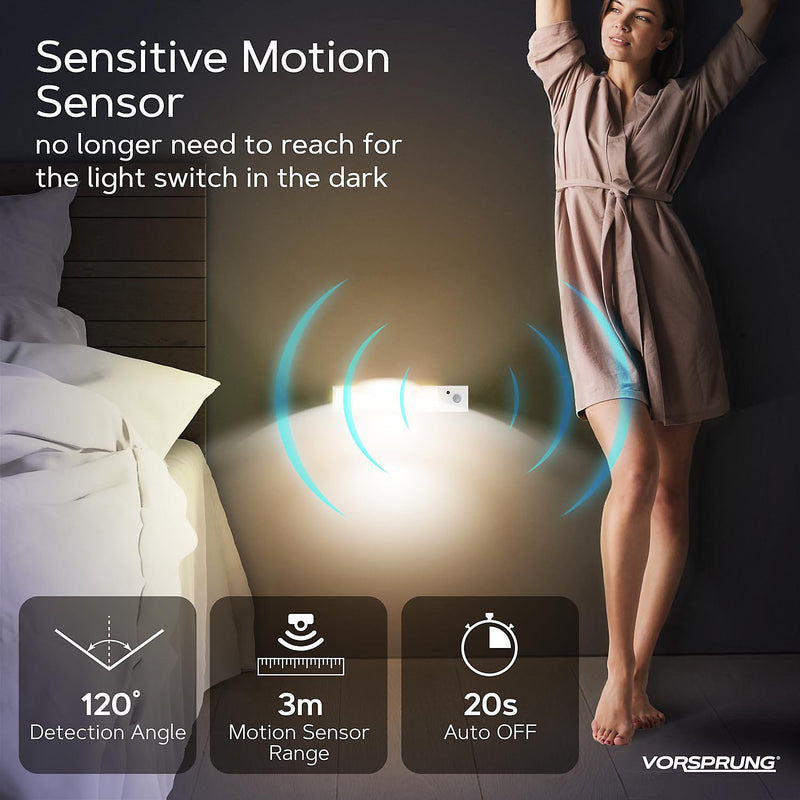 Motion Sensor Lights – USB Rechargeable LED Strip 3 Modes Dimmable Magnetic