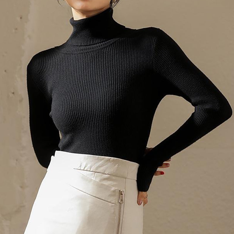 Cozy Thermal Turtleneck Sweater – Slim Fit Fleece Knit Top Pullover