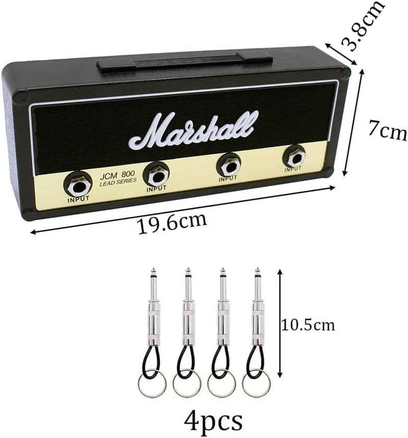 Guitar Amp Key Holder – Wall-Mounted Key Rack with 4 Guitar Plug Keychains