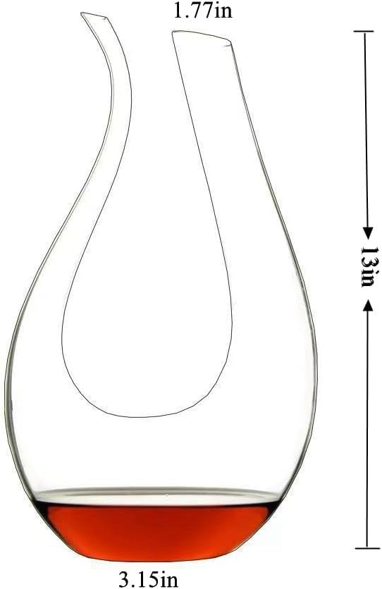 Crystal Wine Carafe – Hand-Blown Glass Decanter with Wide Base Wine Aerator & Breather
