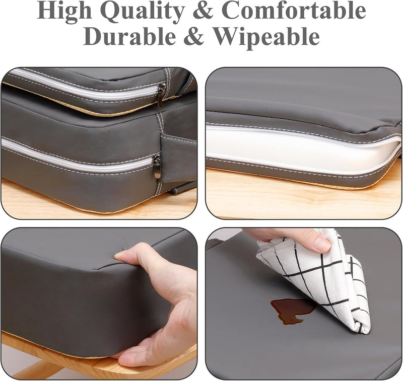 Portable Kids Booster Seat – Waterproof PU Chair with Backrest & Adjustable Straps