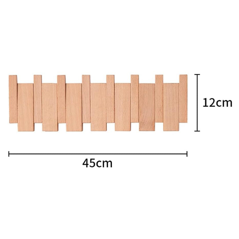 Wall-Mounted Folding Coat Hanger–  6 Wooden Hooks