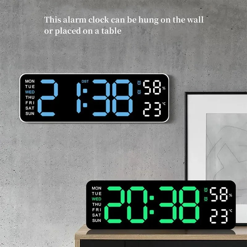 Digital LED Wall Clock 9 inch – Alarm Calendar & Temperature Display for Home or Office