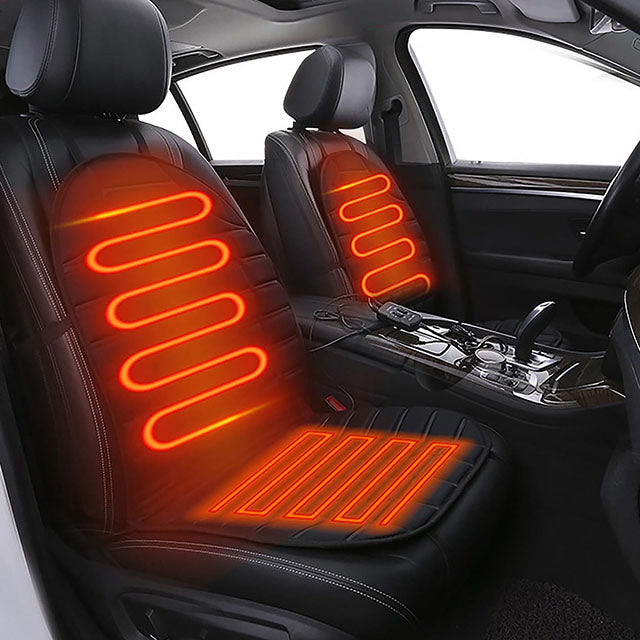 Universal Heated Car Seat Cushion – 12V Winter Seat Cover with Backrest Support