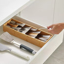 Compact Bamboo Cutlery Tray Organizer – 5 Compartments Holds 24+ Pieces