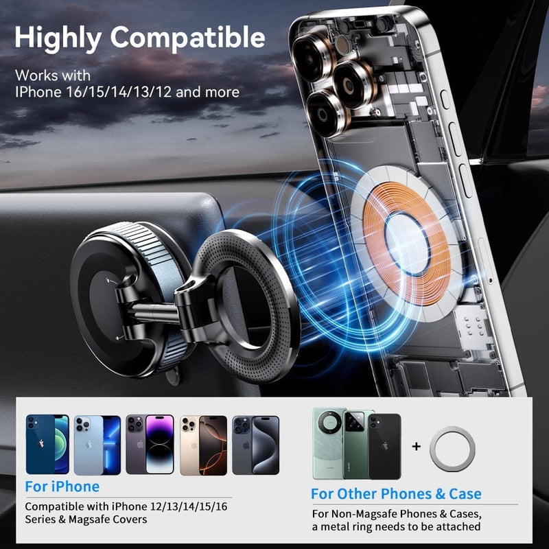 Magnetic Car Phone Holder – Foldable 360° Rotating Car Phone Mount