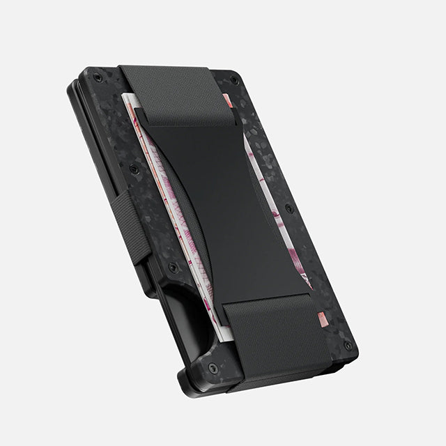 Minimalist Metal Wallet with Money Clip - Forged Carbon RFID Card Holder