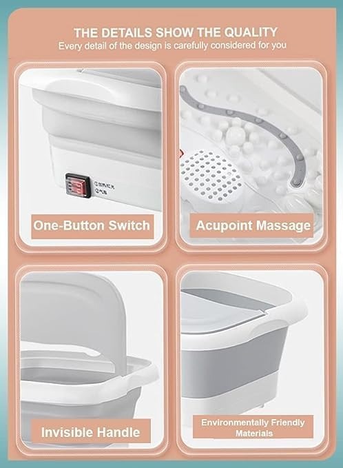 Foldable Foot Spa Bath Massager – Heated with Bubbles Vibration & Shiatsu Rollers