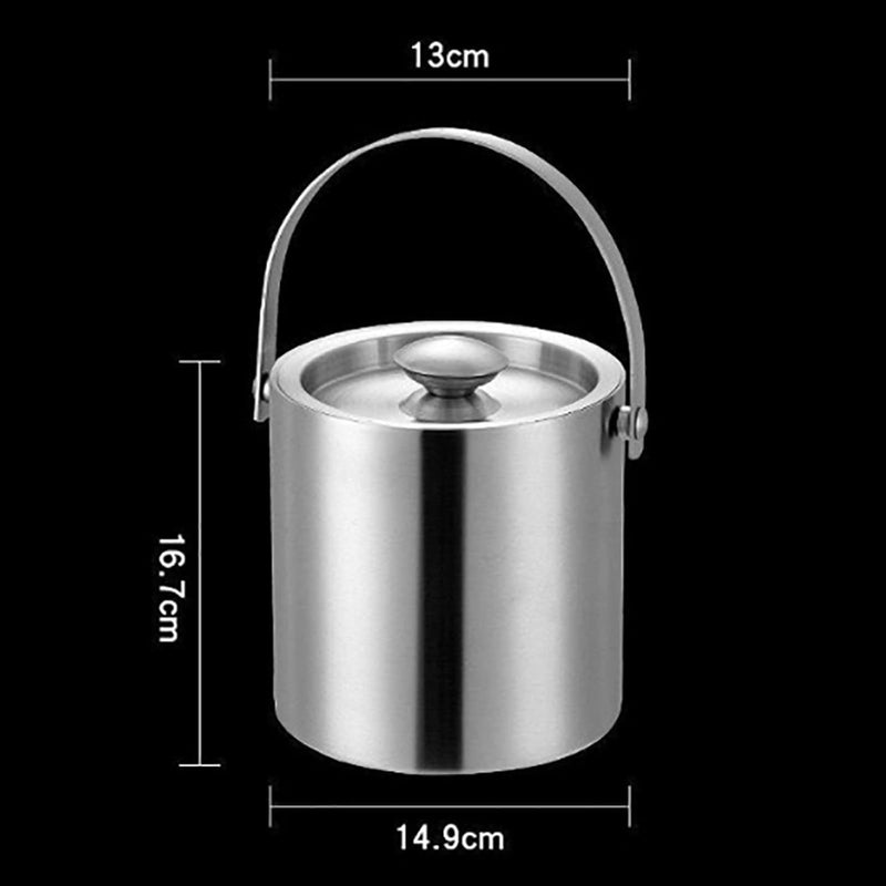 Double-Walled Stainless Steel Ice Bucket –  2L Insulated Sleek Brushed Design With Long-Lasting Chill