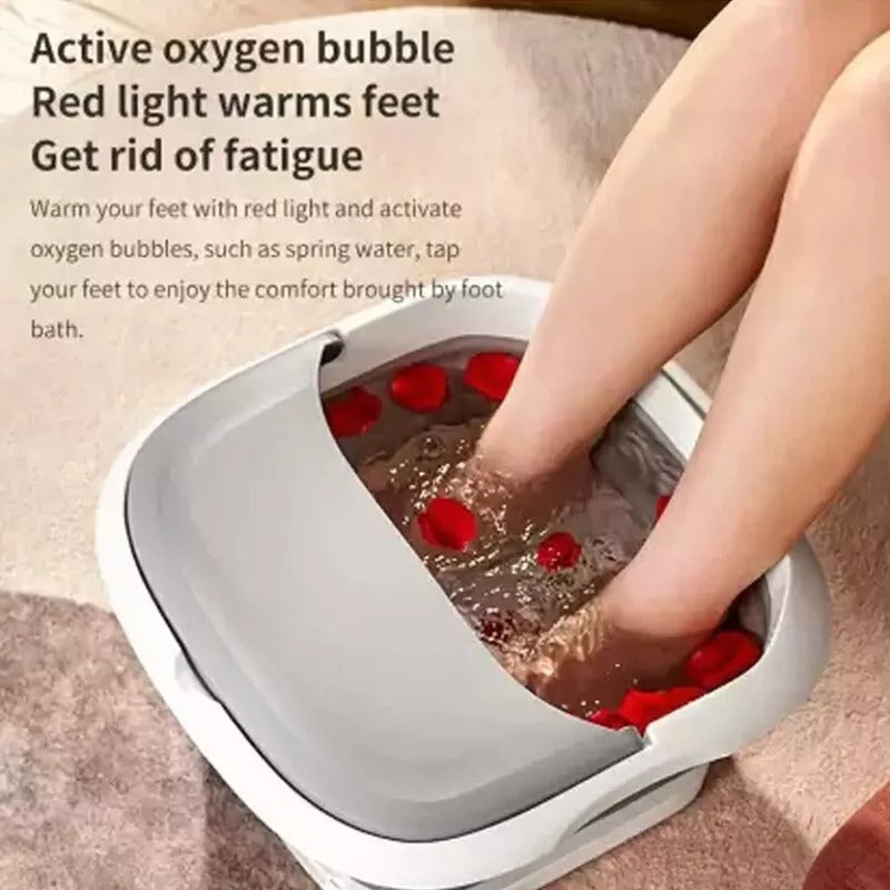 Foldable Foot Spa Bath Massager – Heated with Bubbles Vibration & Shiatsu Rollers