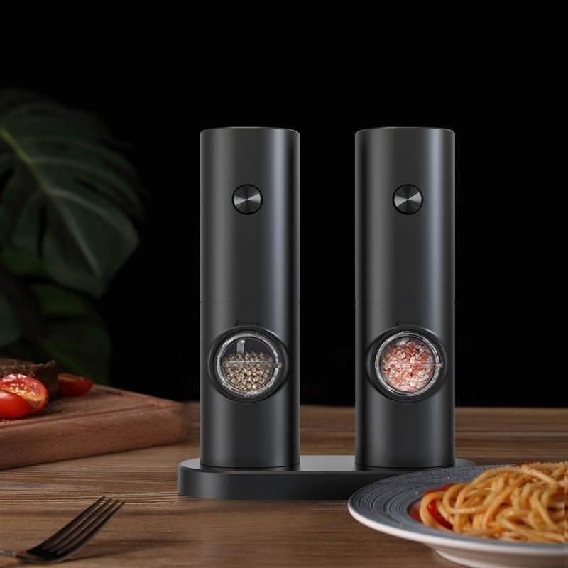 Salt & Pepper Electric Mill Grinder–  Adjustable Coarseness With Stand (2-Pack)