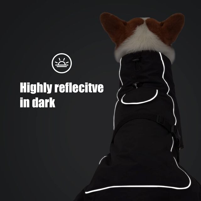 Waterproof Dog Coat – Fleece-Lined Winter Jacket with Reflective Straps & Harness Hole
