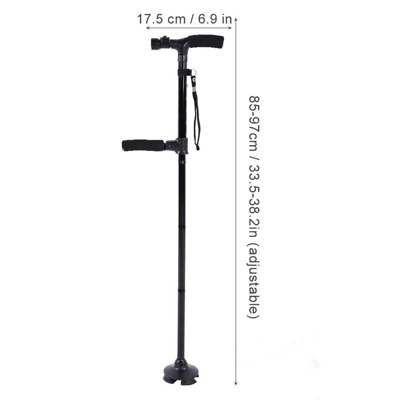 Folding Walking Stick with Light – Telescopic Double Handle Trekking Pole for Seniors