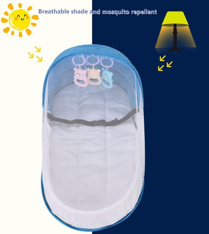 Cozy Baby Travel Cot with Toy – Soft Portable Bed with Mosquito Net