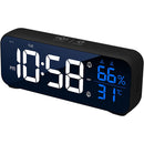 LED Voice-Controlled Alarm Clock – Mirror Display Temp & Humidity Dual Alarms