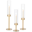 Glass Candlestick Holder Set of 3 – Modern Taper Candle Holders Table Centerpiece & Fireplace Decor