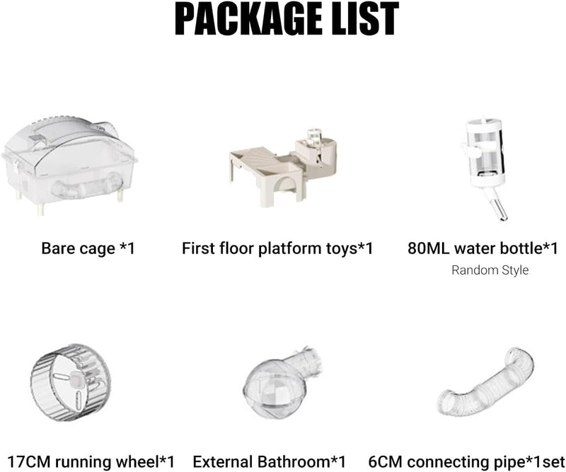 Luxury Acrylic Hamster Cage – Oversized Villa with Accessories Exercise Wheel & Tubes