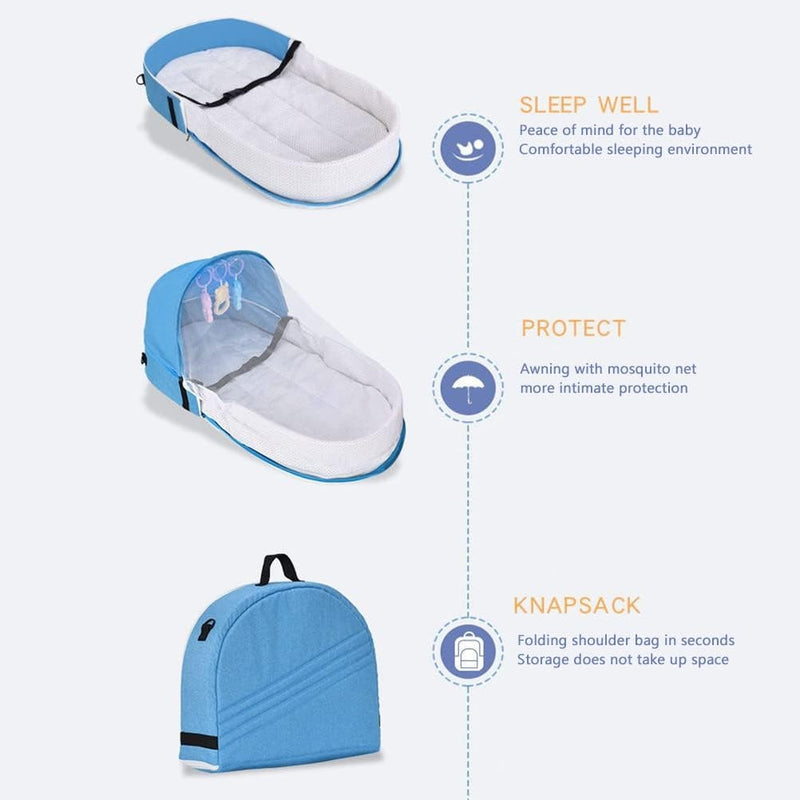Cozy Baby Travel Cot with Toy – Soft Portable Bed with Mosquito Net