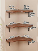Solid Wood Corner Floating Shelves – 3 Piece Rustic Wall Display Storage