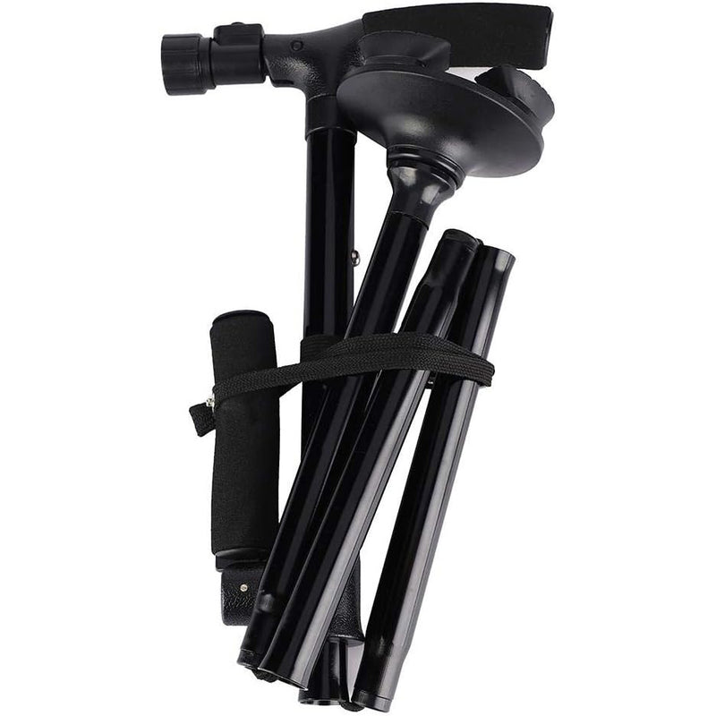 Folding Walking Stick with Light – Telescopic Double Handle Trekking Pole for Seniors