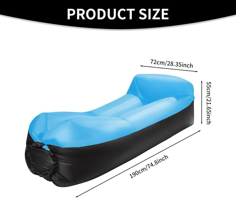 Inflatable Sun Lounger Air Sofa – Portable Couch with Headrest & Carry Bag